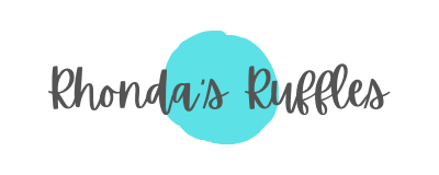 blue disk with grey text rhonda's ruffles
